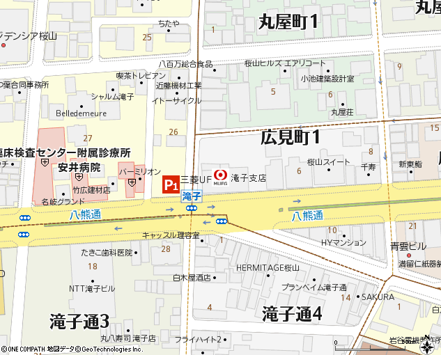 滝子支店付近の地図